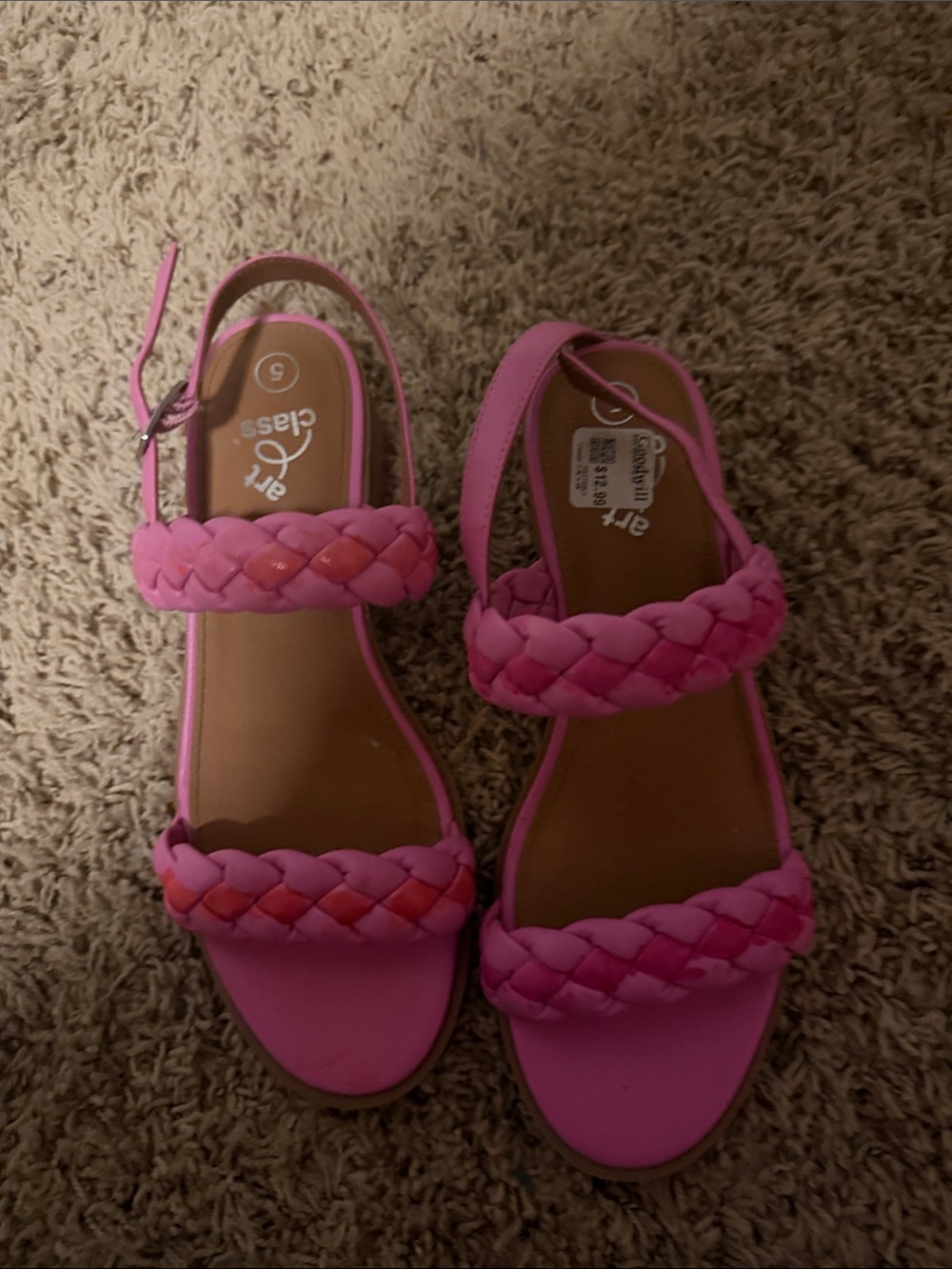 art class Bright Pink Braided Strap Sandals